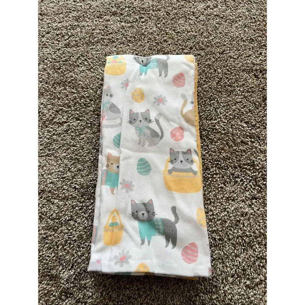 Casaba Easter Kitty’s Kitchen Towel Set Pack Of 3 NEW